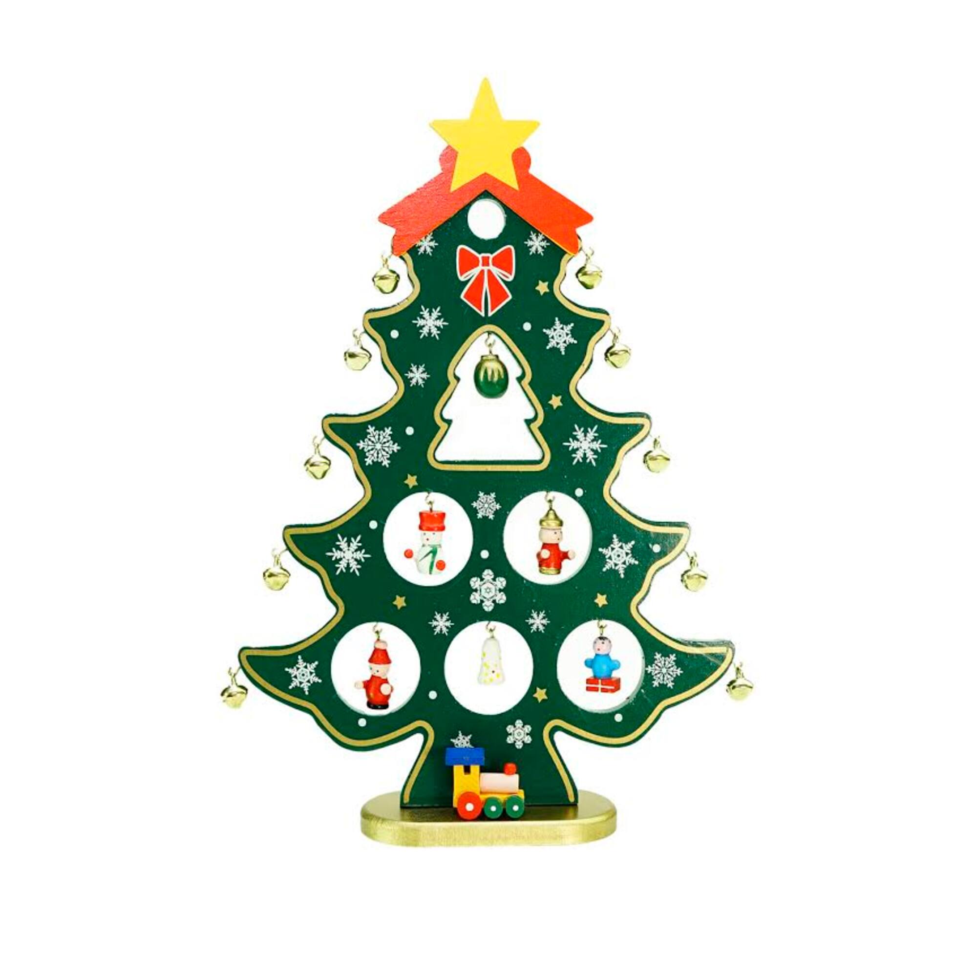 11.25" Christmas Tree Cut-Out with Miniature Ornaments